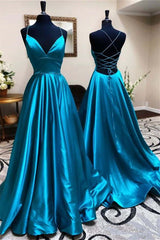 Gorgeous Blue Spaghetti Strap Sweetheart Evening Dress Long