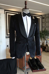 New Arrival Handsome Herman Velvet Shawl Lapel Slim Fit Wedding Tuxedo