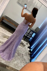 Purple Sweetheart Corset Prom Dress with Sheath Slit