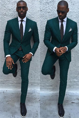 Classic Dark Green Formal Dinner Prom Suit for Man with Peaked Lapel