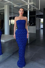 Amazing Sky Blue Mermaid Formal Dress Sleeveless With Appliques