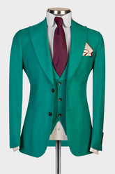 Fashion Dominic Green Peaked Lapel Three-Piece Prom Suits