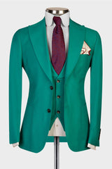 Fashion Dominic Green Peaked Lapel Three-Piece Prom Suits