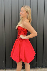 Sparkly Red A-Line Mirror Short Homecoming Dress/Mini Dress