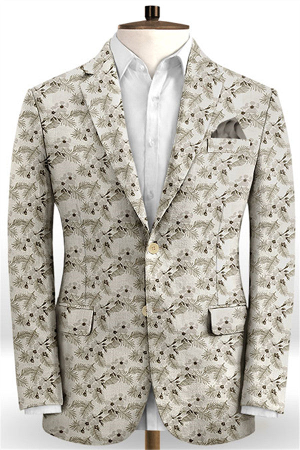 Handsome Flower Printed Two-Piece Casual Prom Outfits for Guys