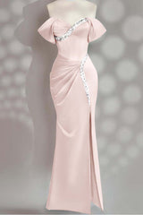 Sleeveless Off the Shoulder Long Mermaid Formal Dress With Beading