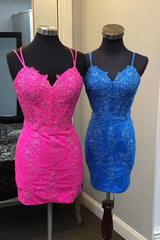Sparkly Blue Spaghetti Straps Corset Lace Tight Short Homecoming Dress/Mini Dress