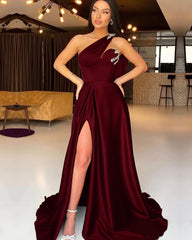 Dark Green Split One-Shoulder Evening Dress Mermaid With Beadings