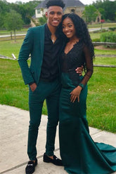 New Arrival Dark Green Notch Lapel Dinner Prom Suit for Man with Two-Piece