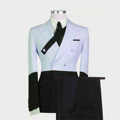 Handsome Sky Blue Slim Fit Peaked Lapel Wedding Suit for Groom