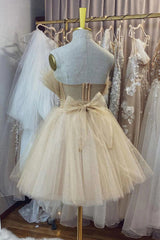 Strapless Beige A Line Short Homecoming Dress/Mini Dress