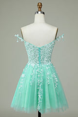Mint Backless Short Homecoming Dress/Mini Dress with Appliques