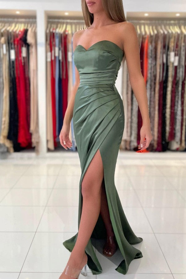 Sweetheart Mermaid Sleeveless Evening Dress With Split