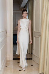 濠㈣泛绉撮崺妗筺e Shoulder Long Sleeve Long High Split Formal Dress With Beading
