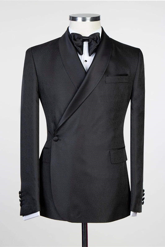 Fashion Simple Black Shawl Lapel Men's Suits for Wedding