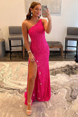 Prom Dress with Fuchsia Stars and Sequins