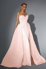 Strapless Sleeveless Long Mermaid Formal Dress With Split Sequins