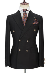 Black Double-Breasted Blazer Wedding Suit with Peak Lapel