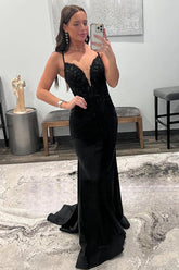 Long Black Mermaid Prom Dress with Sparkly Sequins
