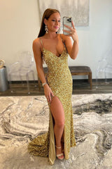 Long Prom Dress with Fuchsia Sequin Mermaid Design