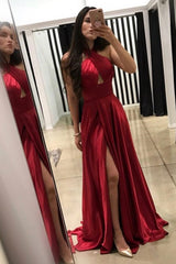 Long Backless Purple Prom Dress in A-Line Halter Style