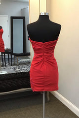 Glitter Red Sweetheart Tight Short Homecoming Dress/Mini Dress with Appliques