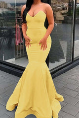 Sweetheart Mermaid Yellow Evening Dress