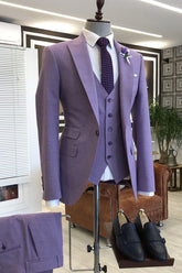 Stunning Party Suits for Prom Three-Piece with Violet Purple Tailored