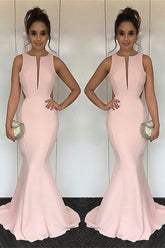Mermaid Pink Long Evening Dress