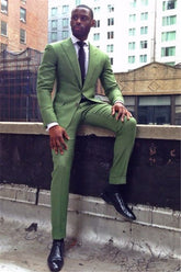 Formal Green Peaked Lapel Prince Suit for Wedding with Two Pieces