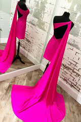 Sparkly Fuchsia Sequins One Shoulder Watteau Train Tight Homecoming Dress/Mini Dress