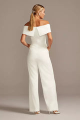 Graceful White Off-the-Shoulder Sleeveless Strapless Long Jump Suit