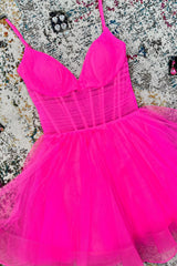 Black Corset A-Line Short Tulle Homecoming Dress/Mini Dress