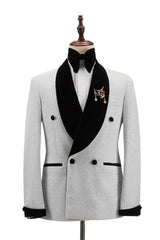 Popular Double-Breasted Black Shawl Lapel Wedding Tuxedo