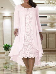 Scoop Neck Tea-Length A-Line Princess Gowns for the Mother of the Bride