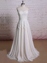 A-line Sweetheart Tulle Sweep Train Wedding Dress With Lace