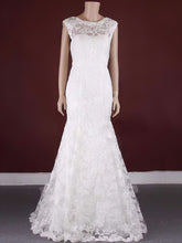 Trumpet/Mermaid Illusion Lace Sweep Train Wedding Dress