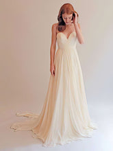 A-Line Sweetheart Chiffon Sweep Train Wedding Dress with Ruffles