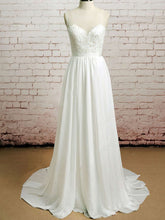 A-line Illusion Chiffon Sweep Train Wedding Dress With Appliques Lace
