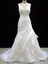 Organza Ruffles V-neck Trumpet/Mermaid Wedding Dress with Sweep Train