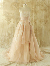 Organza Sweep Train Wedding Dress With Appliques Lace for Ball Gown Straight