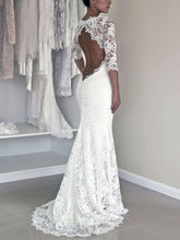 Stunning Trumpet/Mermaid Illusion Lace Sweep Train Wedding Dresses