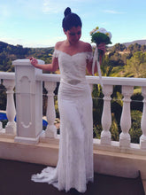 Gorgeous Off-The-Shoulder Trumpet/Mermaid Lace Watteau Train Wedding Dress With Sashes/Ribbons