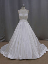 Gorgeous Ball Gown Illusion Satin Court Train Wedding Dress With Beading