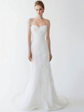 Mermaid Sweetheart Tulle Sweep Train Wedding Dress with Appliques Lace