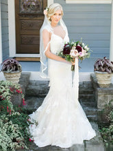 Mermaid V-neck Tulle Wedding Dresses With Appliques Lace