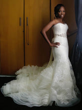 Tiered Trumpet/Mermaid Sweetheart Organza Sweep Train Wedding Dress