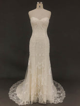 Mermaid Sweetheart Tulle Wedding Dress with Appliques Lace