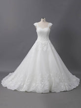 Lace Applique Sweetheart Ball Gown Tulle Sweep Train Wedding Dresses
