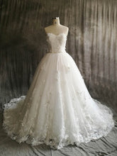Beaded Sweetheart Court Train Ball Gown Wedding Dress